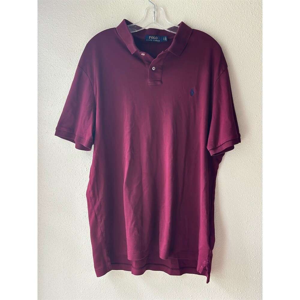 Polo Ralph Lauren Mens XL Burgundy Short Sleeve Polo Shirt Blue Pony Logo